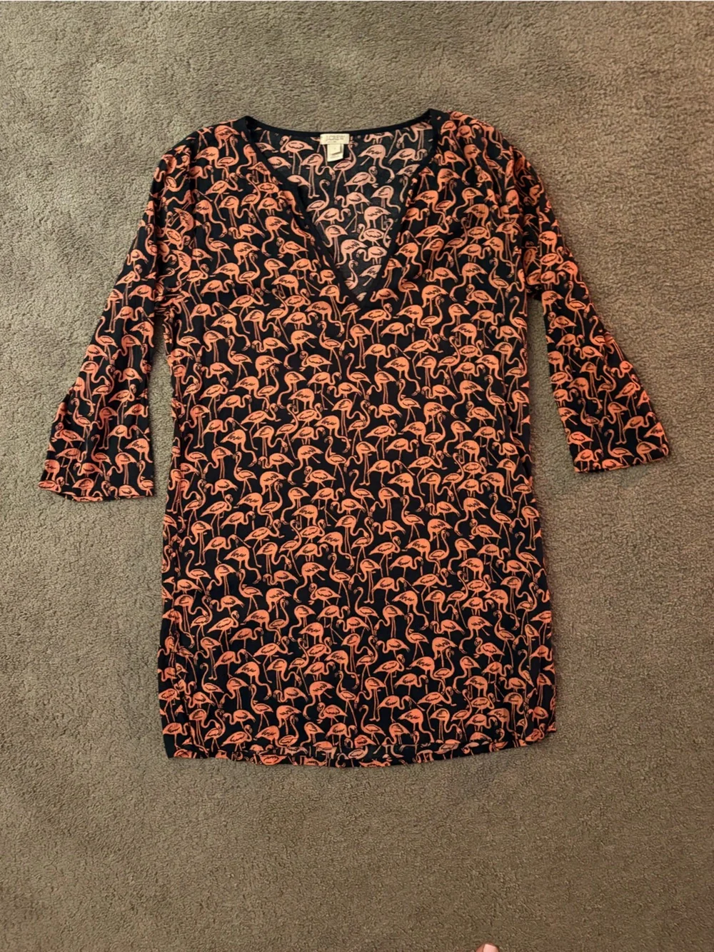J. Crew Blue & Coral Flamingo Swim Coverup Dress